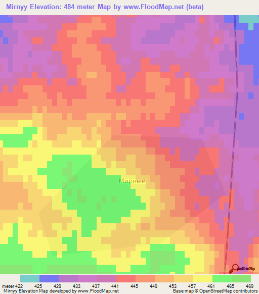 Mirnyy,Kazakhstan Elevation Map