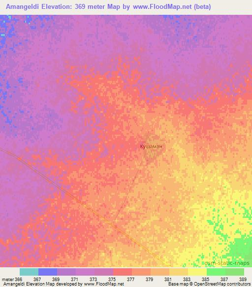Amangeldi,Kazakhstan Elevation Map