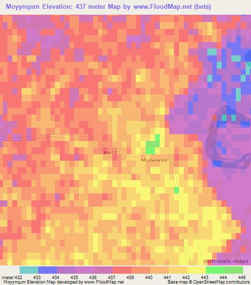 Moyynqum,Kazakhstan Elevation Map