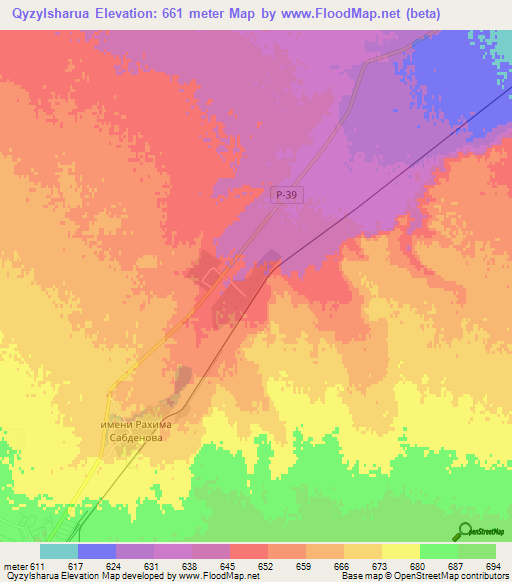 Qyzylsharua,Kazakhstan Elevation Map
