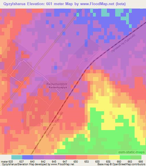 Qyzylsharua,Kazakhstan Elevation Map