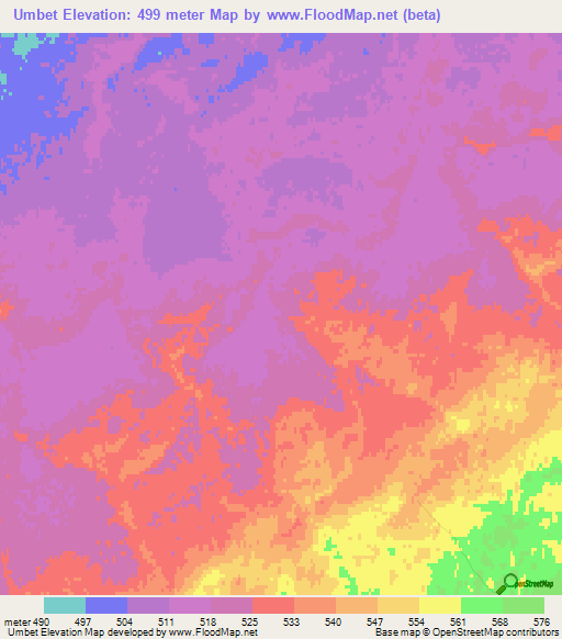 Umbet,Kazakhstan Elevation Map