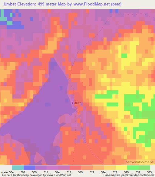 Umbet,Kazakhstan Elevation Map