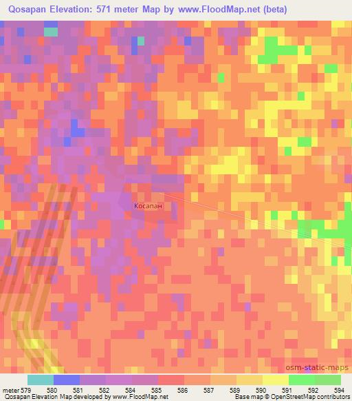 Qosapan,Kazakhstan Elevation Map