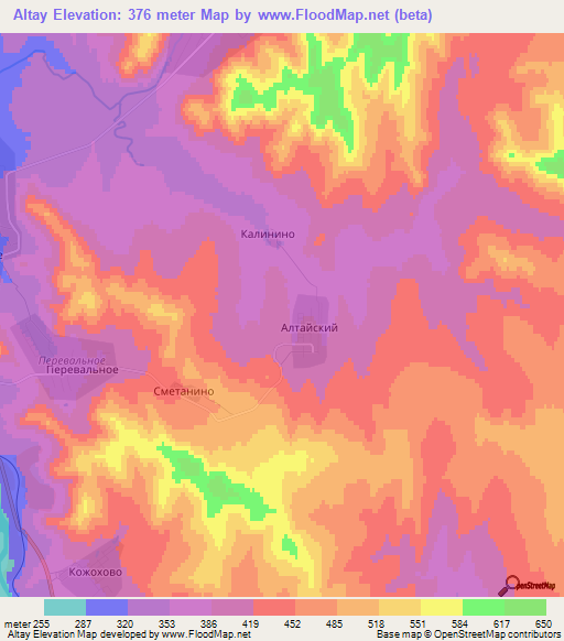 Altay,Kazakhstan Elevation Map