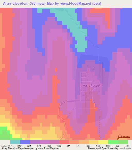Altay,Kazakhstan Elevation Map
