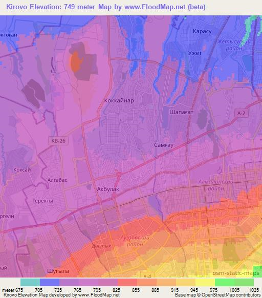 Kirovo,Kazakhstan Elevation Map