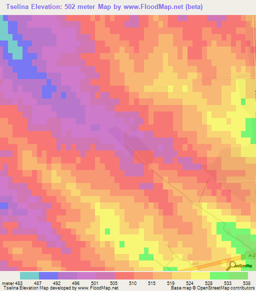 Tselina,Kazakhstan Elevation Map
