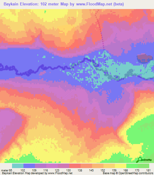 Baykain,Kazakhstan Elevation Map