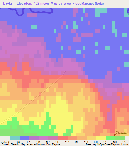 Baykain,Kazakhstan Elevation Map