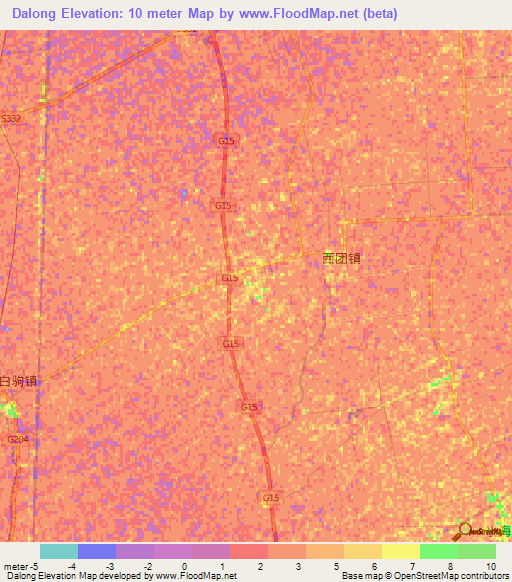 Dalong,China Elevation Map