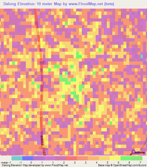Dalong,China Elevation Map