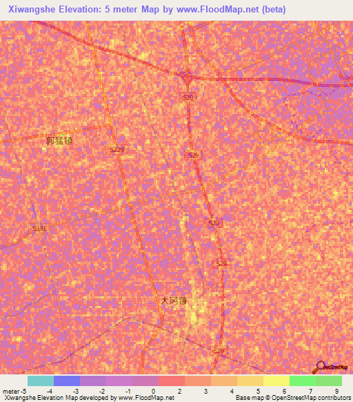 Xiwangshe,China Elevation Map