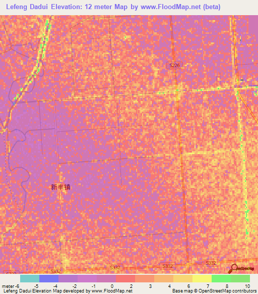 Lefeng Dadui,China Elevation Map