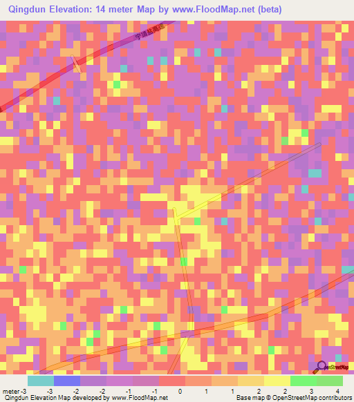 Qingdun,China Elevation Map
