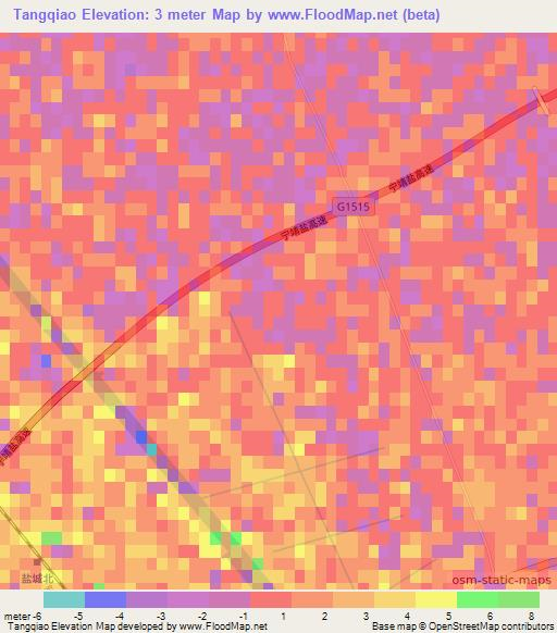 Tangqiao,China Elevation Map