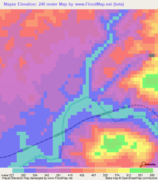 Mayan,China Elevation Map