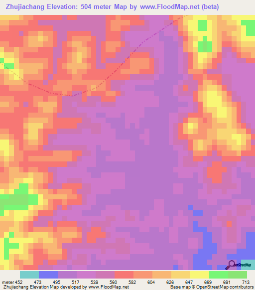 Zhujiachang,China Elevation Map