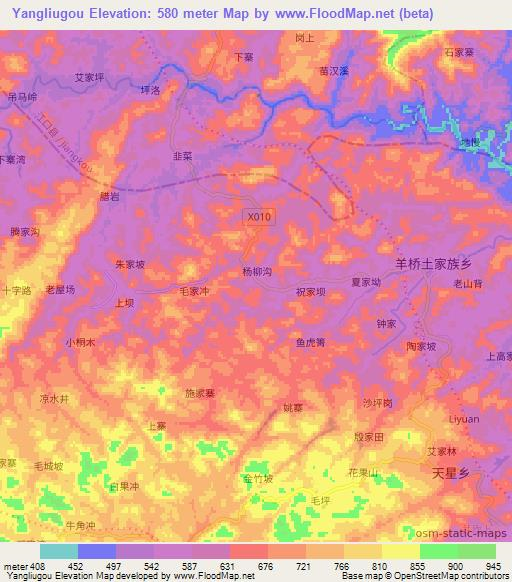 Yangliugou,China Elevation Map