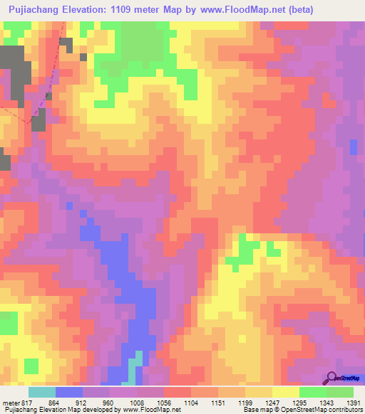 Pujiachang,China Elevation Map