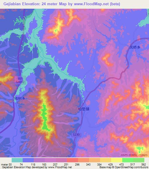 Gejiabian,China Elevation Map