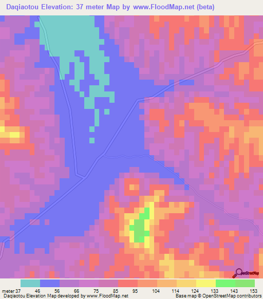 Daqiaotou,China Elevation Map