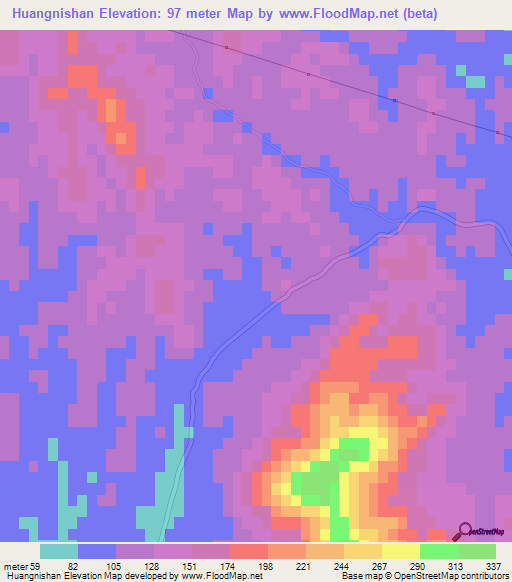 Huangnishan,China Elevation Map