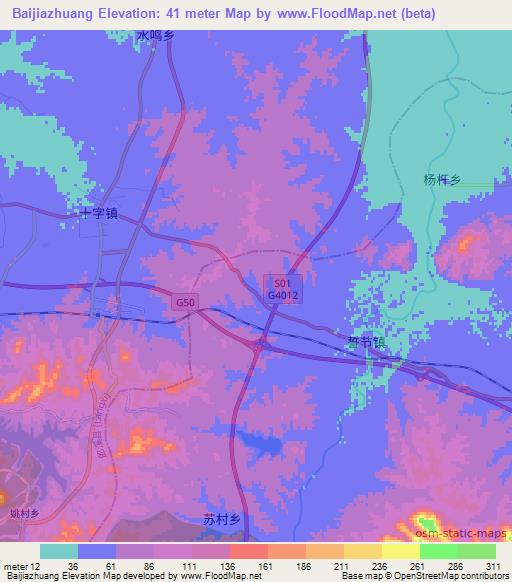 Baijiazhuang,China Elevation Map