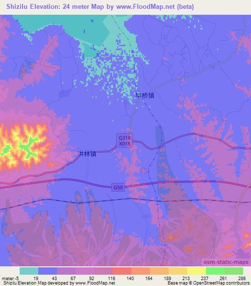 Shizilu,China Elevation Map