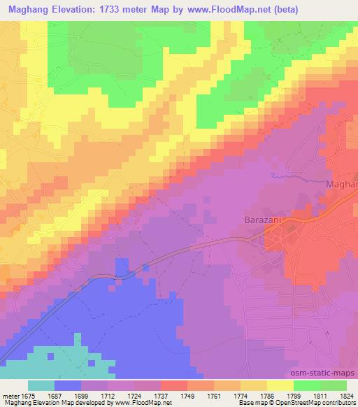 Maghang,Tanzania Elevation Map