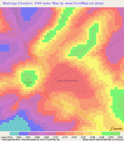Madunga,Tanzania Elevation Map