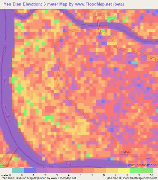 Yen Dien,Vietnam Elevation Map