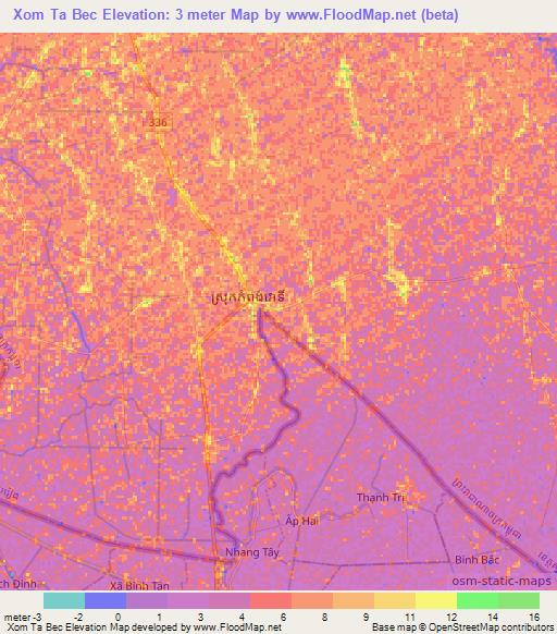 Xom Ta Bec,Vietnam Elevation Map