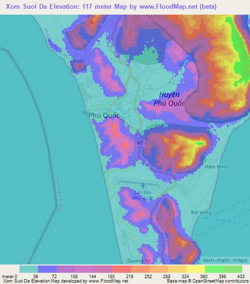 Xom Suoi Da,Vietnam Elevation Map