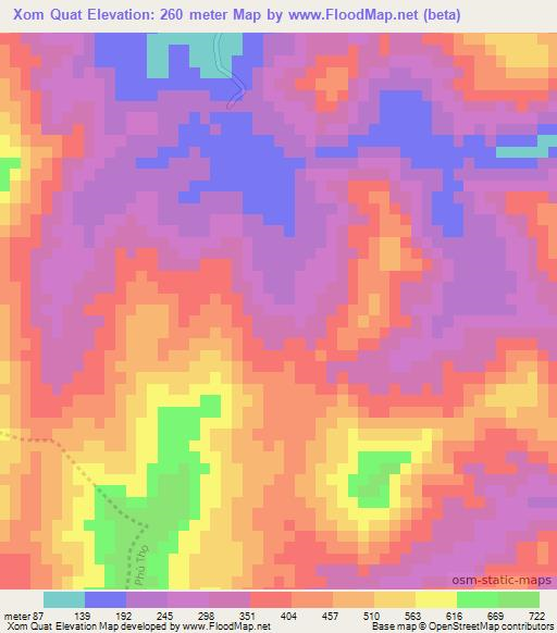 Xom Quat,Vietnam Elevation Map