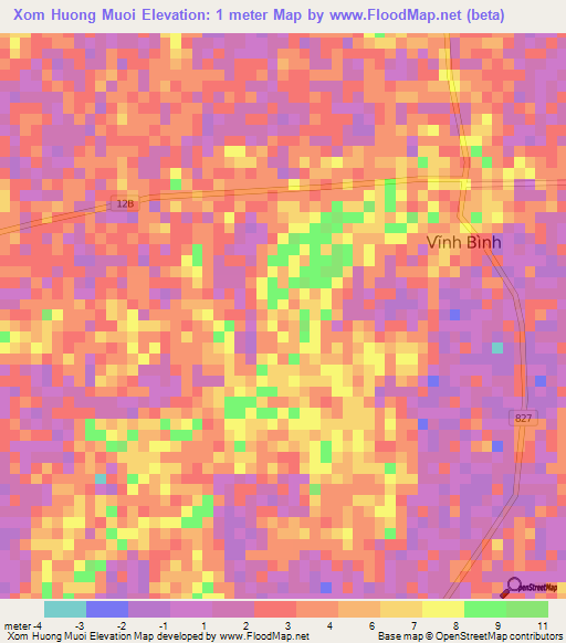 Xom Huong Muoi,Vietnam Elevation Map