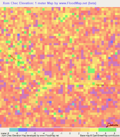 Xom Chec,Vietnam Elevation Map