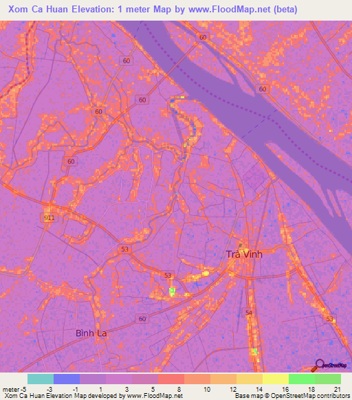 Xom Ca Huan,Vietnam Elevation Map
