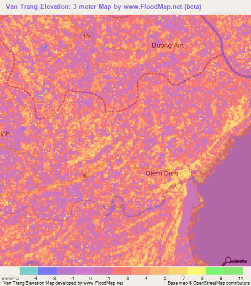 Van Trang,Vietnam Elevation Map