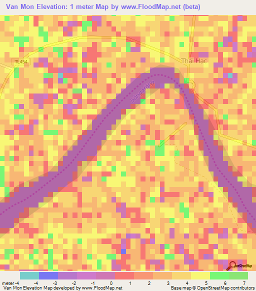Van Mon,Vietnam Elevation Map