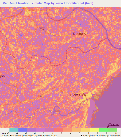 Van Am,Vietnam Elevation Map