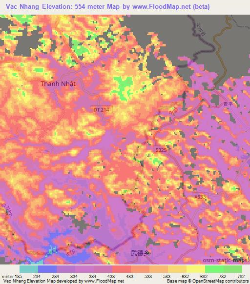 Vac Nhang,Vietnam Elevation Map