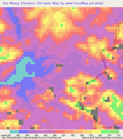 Vac Nhang,Vietnam Elevation Map