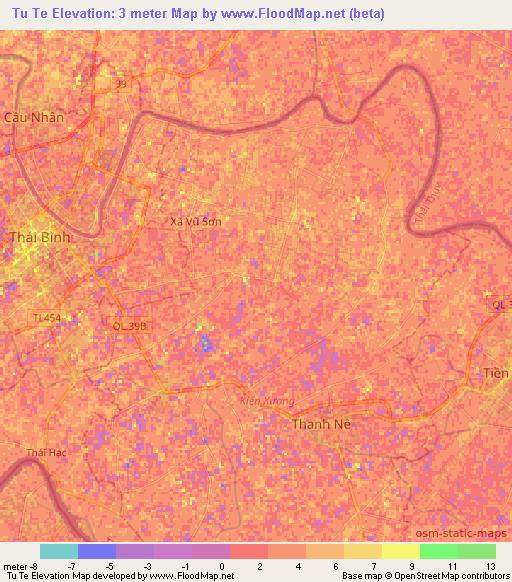 Tu Te,Vietnam Elevation Map