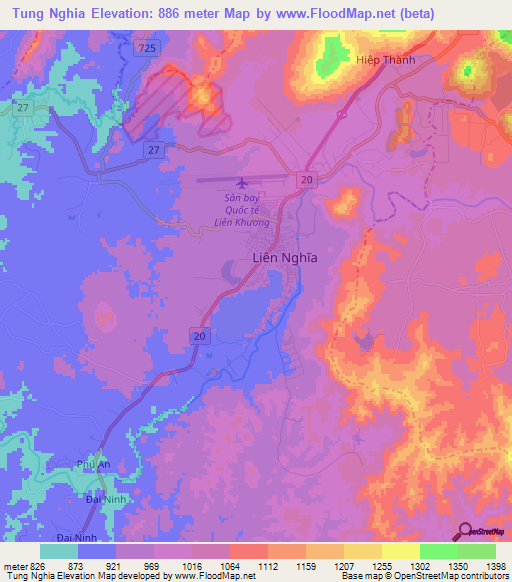 Tung Nghia,Vietnam Elevation Map