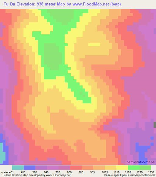 Tu Da,Vietnam Elevation Map