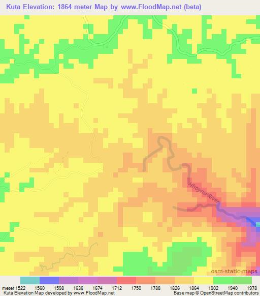 Kuta,Tanzania Elevation Map