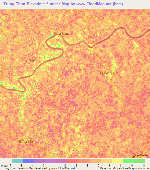 Trung Thon,Vietnam Elevation Map