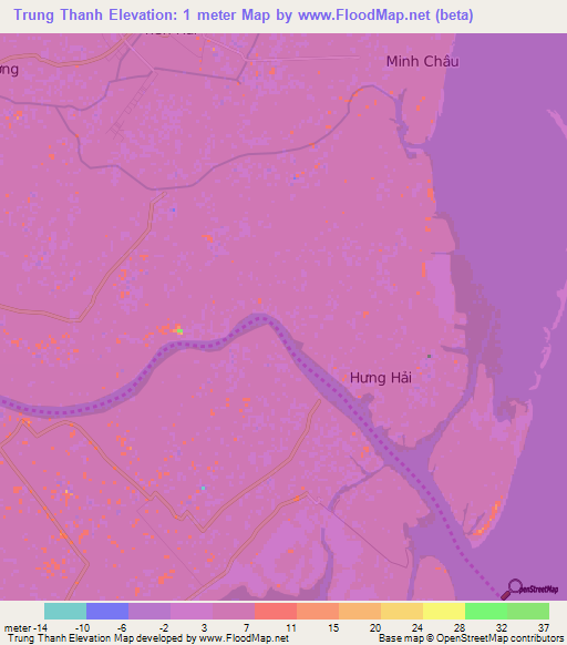 Trung Thanh,Vietnam Elevation Map