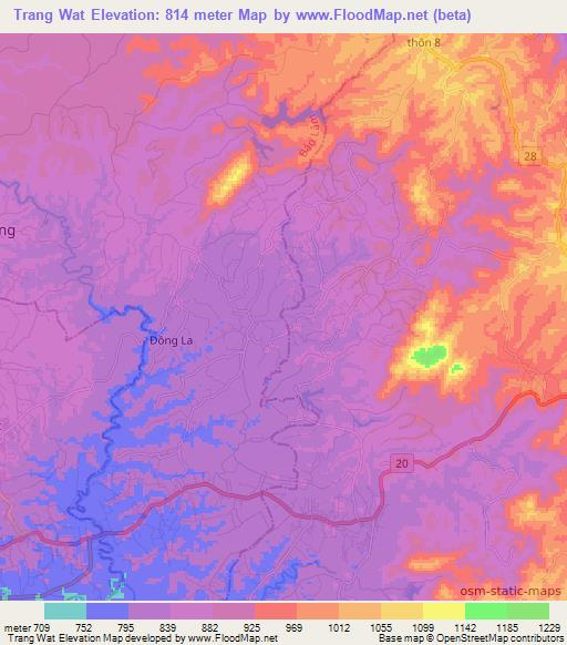 Trang Wat,Vietnam Elevation Map